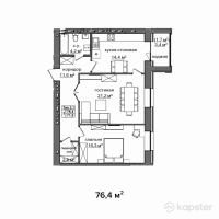 ЖК Байсанат 3 — 2-ком 76,4 м² (от 25 594 000 тг)