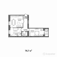 ЖК Байсанат 3 — 3-ком 76,7 м² (от 25 694 500 тг)
