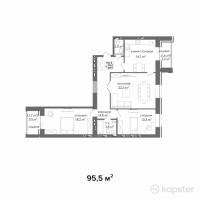 ЖК Байсанат 3 — 3-ком 95,5 м² (от 31 992 500 тг)