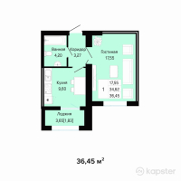 ЖК Khanzada — 1-ком 36,5 м² (от 10 570 500 тг)
