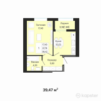 ЖК Khanzada — 1-ком 39,5 м² (от 11 446 300 тг)