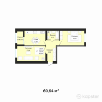 ЖК Khanzada — 2-ком 60,6 м² (от 18 192 000 тг)