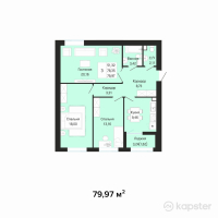 ЖК Khanzada — 3-ком 80 м² (от 23 991 000 тг)
