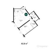 ЖК RAMS Garden — 2-ком 82,8 м² (от 99 360 000 тг)