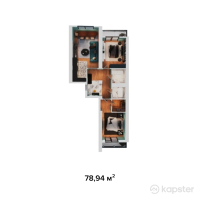 ЖК Tole BI Residence — 2-ком 78,8 м² (от 45 727 400 тг)