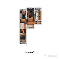 ЖК Tole BI Residence — 3-ком 103,9 м² (от 60 262 000 тг)