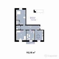 ЖК Амина — 3-ком 112,2 м² (от 51 589 000 тг)
