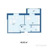 ЖК Yrys — 1-ком 46,9 м² (от 15 486 900 тг)