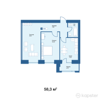 ЖК Yrys — 2-ком 58,3 м² (от 19 239 000 тг)