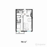 КД Abay — 2-ком 78,1 м² (от 66 775 500 тг)