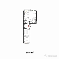 КД Abay — 2-ком 85,8 м² (от 84 942 000 тг)