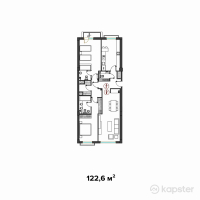 КД Abay — 3-ком 122,6 м² (от 91 030 500 тг)