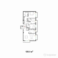 КД Abay — 4-ком 131,1 м² (от 112 090 500 тг)