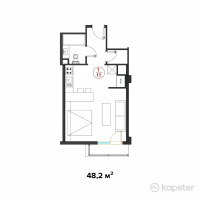 КД Abay — 1-ком 48,2 м² (от 47 718 000 тг)