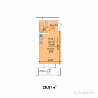 ЖК Фирдаус — 1-ком 25,5 м² (от 9 438 700 тг)