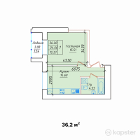 ЖК Фирдаус — 1-ком 36,2 м² (от 13 394 000 тг)
