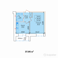 ЖК Фирдаус — 1-ком 38 м² (от 14 041 500 тг)