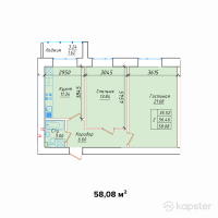 ЖК Фирдаус — 2-ком 58,1 м² (от 21 489 600 тг)
