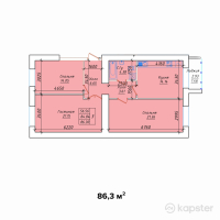 ЖК Фирдаус — 3-ком 86,3 м² (от 31 931 000 тг)