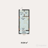 ЖК Амирель — 1-ком 31,5 м² (от 10 092 800 тг)