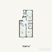 ЖК Амирель — 3-ком 70,9 м² (от 22 678 400 тг)