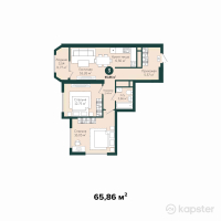 ЖК Tumar Tower Shymkent — 3-ком 65,9 м² (от 40 635 620 тг)