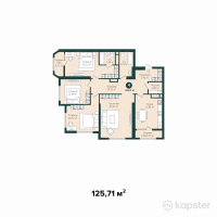 ЖК Tumar Tower Shymkent — 4-ком 125,7 м² (от 77 563 070 тг)