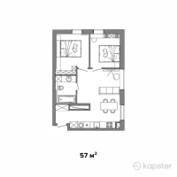 Апарт-отель Parkside Living — 2-ком 57 м² (от 75 102 972 тг)