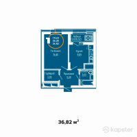 ЖК Burabay 2 — 1-ком 36,8 м² (от 13 991 600 тг)