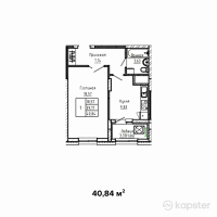 ЖК Burabay 2 — 1-ком 40,8 м² (от 15 519 200 тг)