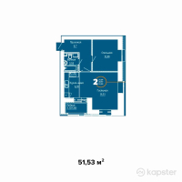 ЖК Burabay 2 — 2-ком 51,5 м² (от 19 581 400 тг)