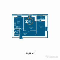 ЖК Burabay 2 — 2-ком 61,7 м² (от 23 438 400 тг)
