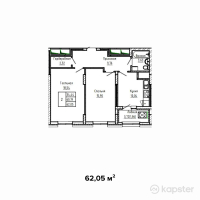 ЖК Burabay 2 — 2-ком 62,1 м² (от 23 579 000 тг)