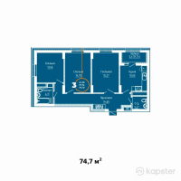 ЖК Burabay 2 — 3-ком 74,7 м² (от 28 386 000 тг)