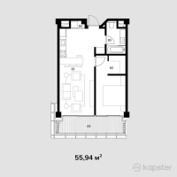 ЖК Nef Uptown — 2-ком 55,9 м² (от 72 722 000 тг)