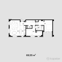 ЖК Nef Uptown — 3-ком 69,6 м² (от 90 415 000 тг)