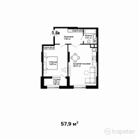 ЖК Respublika — 2-ком 57,9 м² (от 26 634 000 тг)