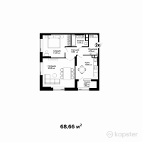 ЖК Respublika — 2-ком 68,7 м² (от 31 583 600 тг)