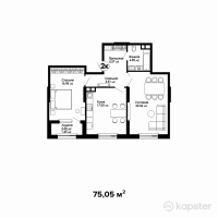 ЖК Respublika — 2-ком 75,1 м² (от 34 523 000 тг)