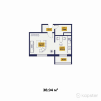 ЖК Бакытты Отбасы — 1-ком 38,9 м² (от 8 956 300 тг)