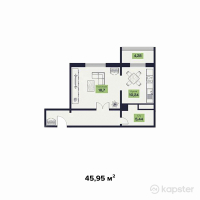 ЖК Бакытты Отбасы — 1-ком 46 м² (от 10 568 500 тг)