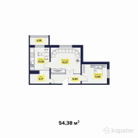 ЖК Бакытты Отбасы — 2-ком 54,4 м² (от 12 507 500 тг)
