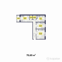 ЖК Бакытты Отбасы — 3-ком 75,7 м² (от 17 399 500 тг)