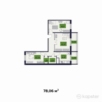 ЖК Бакытты Отбасы — 3-ком 78,1 м² (от 17 953 800 тг)
