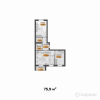 ЖК Aryjan — 2-ком 75,9 м² (от 24 288 000 тг)