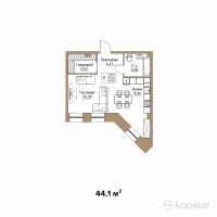 КД REGENT — 2-ком 44,1 м² (от 36 603 000 тг)