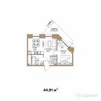 КД REGENT — 2-ком 44,8 м² (от 37 192 300 тг)