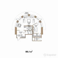 КД REGENT — 2-ком 86,1 м² (от 71 463 000 тг)