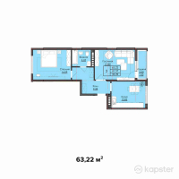 ЖК Riviera — 2-ком 63,2 м² (от 27 184 600 тг)