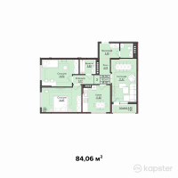 ЖК Riviera — 3-ком 84,1 м² (от 36 145 800 тг)